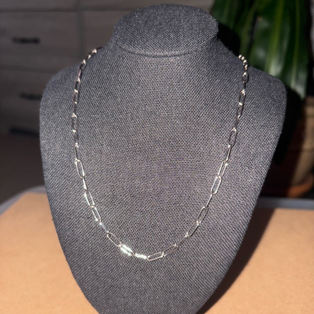 Silver Paper Clip Chain | 16” Stainless Steel